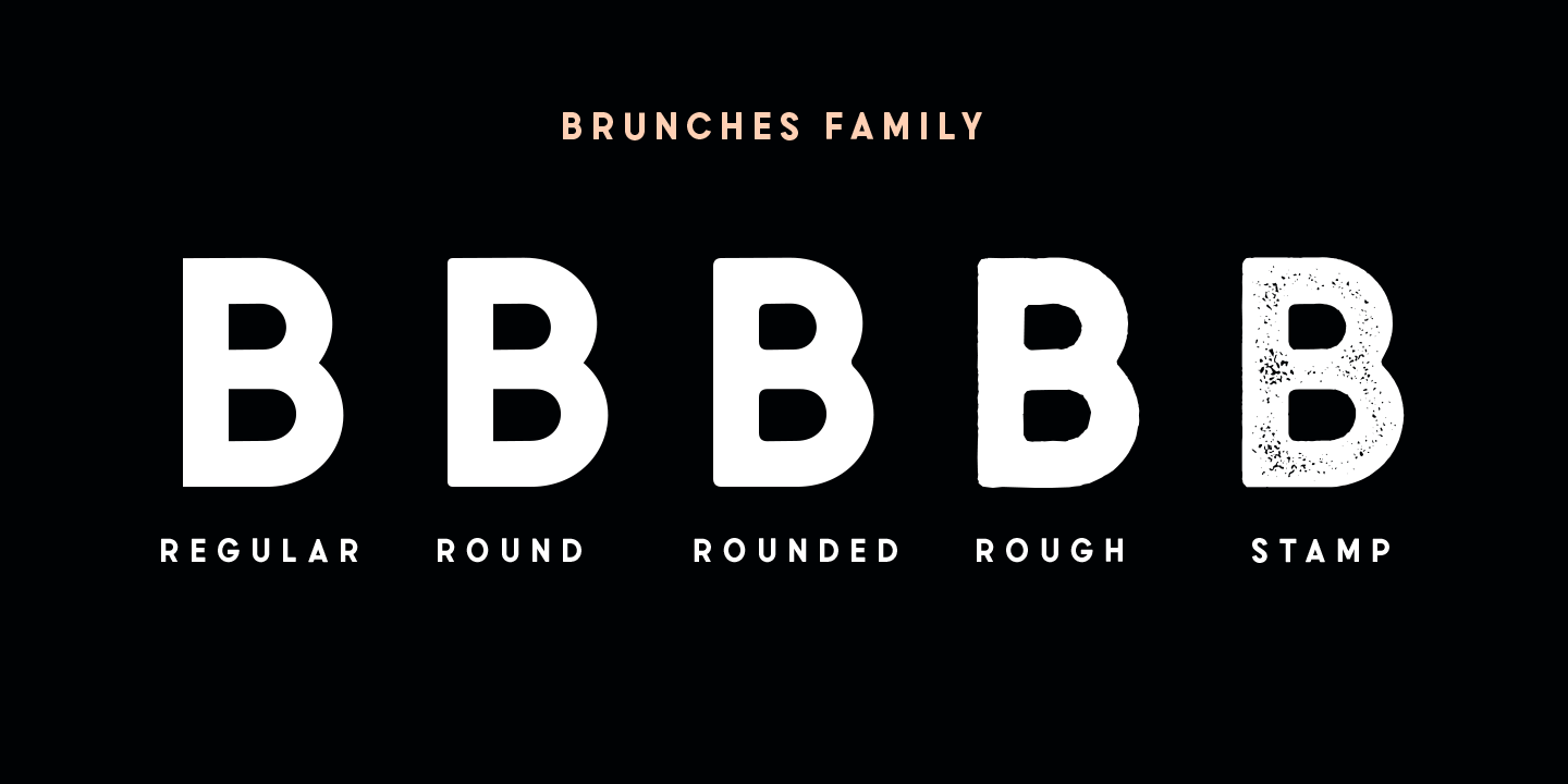 Beispiel einer Brunches Round Slanted-Schriftart